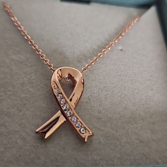 Nic & Syd Breast Cancer Awareness Swarovski Crystal Rose Gold Necklace - Picture 12 of 16